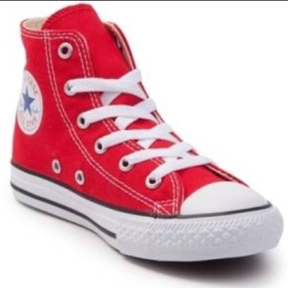 kids red high top converse